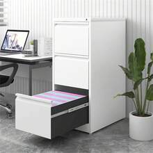 Techigher 3 Drawer File Cabinet, Vertical File Cabinet With Lock, Metal Filing Cabinets Storage Cabinet For A4/Letter/Legal Size Files - White, 3 Draws - View 9