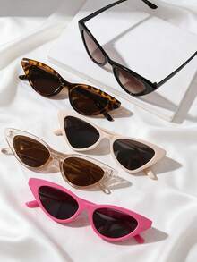5 Pieces Of Fashionable And Personalized Cat-Eye Versatile Combination Set Glasses - Multicolor - View 3