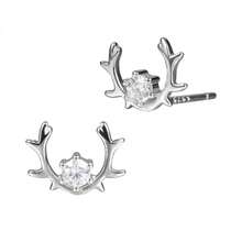 Pendientes Pequeños de Moda para Regalo de Amigos Pequeños Accesorios Pendientes de Reno - Oro rosa - Ver 1