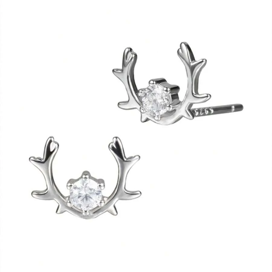 Pendientes Pequeños de Moda para Regalo de Amigos Pequeños Accesorios Pendientes de Reno - Oro rosa - Ver 1