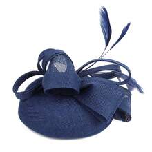 1件装女士头饰，茶会婚礼德比帽教堂新娘鸡尾酒会羽毛夹发箍