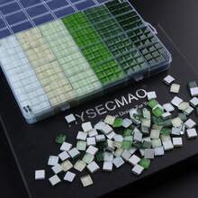 600PCS/Box Glass Mosaic Tiles - Premium Square Craft Decorative Pieces For Creative Art, Painting, Handmade Jewelry, And DIY Projects - Multicolor - View 9
