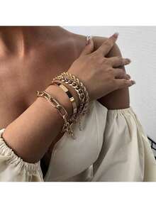 Set Of Metal Bracelets, Women's Bracelets, Niche Design, New Simple European And American Styles. - 彩色 - 查看 2