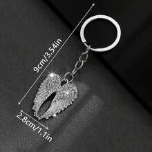 Funky Angel Wing Keychain - Sparkling Angel Wing Keyring Enamel Angel Wings Pendant Keychain-Studded Design, Durable Metal Wing Charms Key Ring For Men & Women, Couples Gift For Everyday Use, Cute Wing Keychain Accessories, Metallic Finish