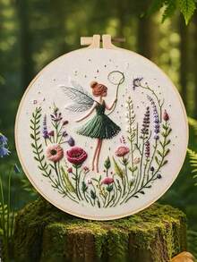 1PC New Winged Girl Embroidery DIY Kit With Manual & English Instructions, Easy For Beginners, Perfect Home Decor Holiday Gift, All-Season Handcrafted Decor - Multicolor - View 1
