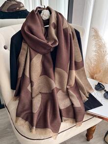 1 chiếc khăn choàng cổ họa tiết cỏ ba lá thanh lịch, chất liệu jacquard, chỉ vàng, đa năng dùng trong phòng điều hòa, thích hợp mặc ngoài vào mùa xuân/thu, phụ kiện thời trang phù hợp cho mặc hàng ngày. - Nhiều màu - Xem 5
