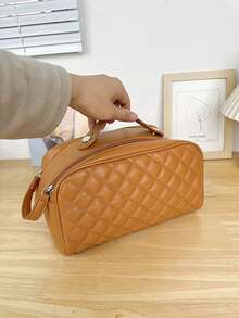 时尚菱形化妆包，2025新款，便携式旅行收纳包，大容量拉链式洗漱包 - 彩色 - 查看 4