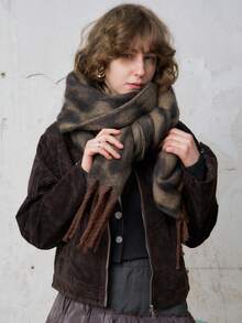 女士超大豹纹围巾，多功能披肩，适合秋冬季户外活动、拍照、防风。 - 彩色 - 查看 1