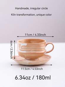 1pc / 2pcs Handmade Ceramic Coffee Cup And Saucer Set (2PCS) - Artisan Pottery Mugs For Tea/Latte (Assorted Glazes) Assorted Unique Glaze Finishes Dishwasher-Friendly Versatile For Coffee/Tea/Latte Scandinavian Afternoon Tea & Breakfast Cups – Back-To-School Season - 彩色 - 查看 21