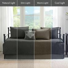 Park - Juego de Funda de Cama de algodón de Doble Cara diseño clásico de cabaña para Todas Las Estaciones con faldón de Cama Fundas a Juego Almohada Decorativa 75 x 39 Pulgadas Quebec - QuebecGrisOscuro - Ver 4