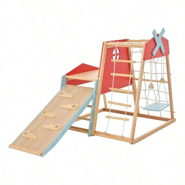 大型遊具 ジャングルジム カラフル風車付き 折り畳み収納 滑り台 室内 木製 天然木 耐荷重50kg 室内ジム 遊具 室内遊具 すべり台 屋内 家庭用 子供 キッズ男の子 女の子 プレゼント おもちゃ