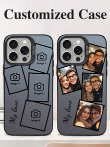 Custom Image + Font Design, Personalize Your Name. Custom Matte Black Wedding Lens Frame Phone Case, Compatible With 14, 15 And 16 Pro Max. Vibrant, Cute, Minimalist. Personalized Gift For Friends, Girlfriend And Mom, Mother's Day Gift - Black - View 3
