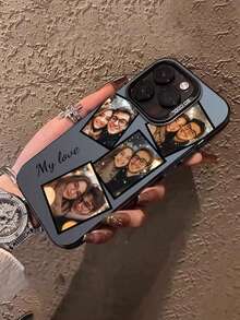 Custom Image + Font Design, Personalize Your Name. Custom Matte Black Wedding Lens Frame Phone Case, Compatible With 14, 15 And 16 Pro Max. Vibrant, Cute, Minimalist. Personalized Gift For Friends, Girlfriend And Mom, Mother's Day Gift - Black - View 6