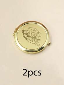 Customized Pocket Mirror - With Gift Box, Personalized Folding Makeup Mirror, Customizable Photo Mini Mirror, Wedding Gift, Birthday Gift, Stainless Steel Material, Anniversary, Valentine's Day, Travel, Portable, Compact And Exquisite, Gift For Mother, Girlfriend, Couple, Friend, Family - Gold - View 9