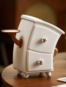 1 pieza Caja de almacenamiento personalizable con texto, organizador de cajón de cintura divertido para joyas y aretes, adecuado para interiores, escritorio de oficina, escritorio de estudiante para almacenamiento de artículos de papelería - Blanco - Ver 4