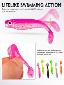 12-Pack TACKLEPIONEER T-Tail Soft Bait Lures | Two-Color Realistic PVC Lures - Slow Sinking And Bite-Resistant Design, Multiple Realistic Colors, Suitable For Bass, Rainbow Trout, Pike, Perch, And Sea Bass - Good Casting Performance, PVC Material, Suitable For Both Freshwater And Saltwater Fishing.