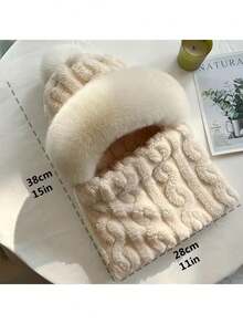 1PC Winter Essential Velvet Hat – Luxuriously Soft & Windproof Design, Cozy Cold-Weather Headwear Perfect For Shielding Against Chilly Winds, Retaining Warmth During Daily Commutes & Elevating Outdoor Activity Outfits - 白色 - 查看 6