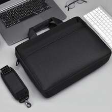 Vattentät 15,6-tums laptopväska | Vadderad och stötsäker väska för universitet och företag | Tjock skyddande laptopväska för resan - Svart - Visa 6