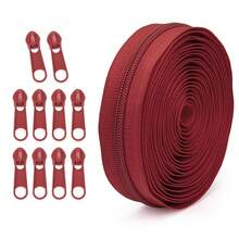 177.16-Inch Zipper With 10 Zipper Pulls, 5# Nylon Colored Zipper, 20 Color Options, Matching Zipper Pulls, Suitable For Clothing, Outerwear, Luggage, Bags, DIY Crafts And More - 5# Solid Color Nylon - View 31