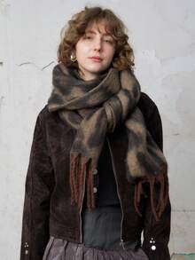 女士超大豹纹围巾，多功能披肩，适合秋冬季户外活动、拍照、防风。 - 彩色 - 查看 3