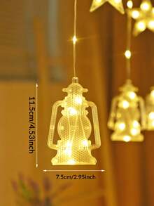 1 pieza Cortina de 2m72 con 72 luces LED en forma de estrella, luces de hadas con forma de botella de queroseno con pilas AA, luces intermitentes, adecuado para decoración de bodas, fiestas de cumpleaños, decoración navideña, decoración de jardín, pasillos y aleros de árboles - Botella de queroseno + estrellas - Ver 5