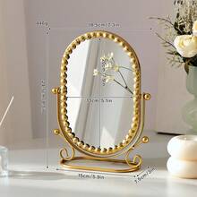 1 Pc European Style High-End Vanity Makeup Mirror, Suitable For Home Bedroom Desk, Influencer Dorm Beauty Mirror, With Flip Function - Multicolor - View 19