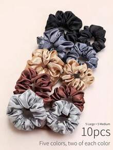 10/8/2pcs Shiny Satin Large Scrunchie, French Elegant Hair Ties Accessories Hair Accessories, For Women, Fall, Travel, Hair Tools, Accessories Women, Hair Stuff,Curly Hair,Scrunchies,Scrunchie,Scrunchies Hair,Curly Hair Accessories,Gifts,Travel,Gifts For Women,Hair Stuff,Stocking Stuffers,Stocking Stuffers ,Scrunchy - Multicolor - View 9