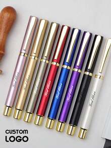 1pc Personalized Laser Engraved Metal Ballpoint Pen, Black Ink, High-End Business/Office Pen With Custom Logo/Name,Office & School Supplies,Xmas Decoration,Smooth Writing Pen,New Job, Office Supplies - Multicolor - View 1