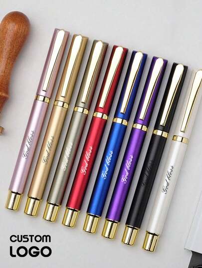1pc Personalized Laser Engraved Metal Ballpoint Pen, Black Ink, High-End Business/Office Pen With Custom Logo/Name,Office & School Supplies,Xmas Decoration,Smooth Writing Pen,New Job, Office Supplies