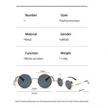 1 Pair Unisex Steampunk Style Round Frame Fashion Glasses, Metal Frame Fashion Eyewear For Men And Women - Gold Frame Gray Film - View 3