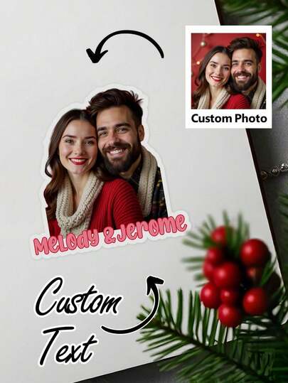 1pc Customized Photo Sticker, Personalized Christmas Themed Picture Sticker, Custom Portrait Sticker, Custom Water Bottle Sticker, Personalized Photo Sticker, Laptop Sticker, Commemorative Sticker, Water Bottle Sticker, Window Decal, Best Christmas Gift, Anniversary Gift, Valentine's Day Gift, Birthday Gift, Wedding Gift, Mother's Day Gift, Gift For Best Friend, Gift For Mom, Gift For Her/Girlfriend