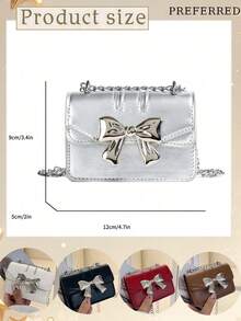 A New Fashionable Mini Square Bag For Fall And Winter Season, Hardware Bow Decoration, Flap Opening,Mini Shoulder Bag, Handbag, Crossbody Bag,Stylish And Portable, Compact And Practical, The Best Gift Choice - 彩色 - 查看 10