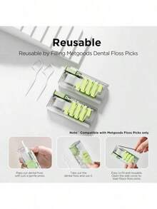 1 Piece Refillable Dispenser Box, Pop-Up Portable Travel Floss Container, With 10 Pieces Of Dental Floss - 綠色 - 查看 10