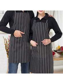 1pc Linen Fruit & Vegetable Apron, Personalized Chef/Cooking Apron With Portrait, Pet Photo, Unisex Design, Adjustable Adult Apron, Striped Restaurant Chef Apron, Outdoor Camping, Picnic, Unique Gift For Mom, Dad, Couples (Patterns Are Cut-Out, Patterns May Vary Slightly/Random Pattern, Random Buckle Style) - Multicolor - View 9