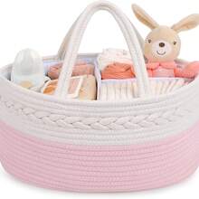 Giỏ đựng tã em bé bằng dây cotton, giỏ đựng tã di động, thích hợp cho bàn thay tã, sắp xếp phòng trẻ sơ sinh, quà tặng cho bé sơ sinh, đồ dùng cần thiết cho bé. - Nhiều màu - Xem 13