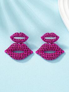 1 par de pendientes de botón con forma de labios de aleación para el Día de San Valentín, pendientes personalizados para uso diario, pendientes populares - Pendientes de labios para San Valentín - Ver 7