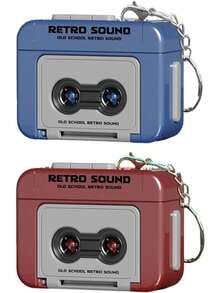 1个复古卡带钥匙扣 - 迷你复古磁带播放器吊坠，PVC材质音频主题新奇音乐盒钥匙扣，创意小礼物，非金属无镀层钥匙扣，女士礼物，圣诞袜礼物，爸爸礼物，男士圣诞袜礼物，教师礼物，姐妹礼物 - 彩色 - 查看 5