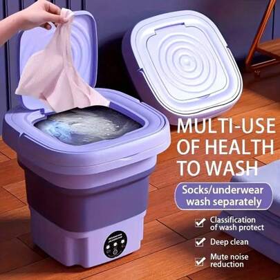OBOVAY Portable Mini Folding Washing Machine, Automatic Bucket-Type Mini Household Underwear Folding Bucket Washing Machine, Baby Clothes Washer, Suitable For Travel, Camping, Apartment, Dorm Use