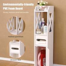 Garage Integrated Storage RacksArmario Estrecho para Papel Higiénico Armario Pequeño de Esquina para el Baño con Puerta y Estantes Soporte Delgado para Papel Higiénico para Baño Organizador de Esquina con Estantes - blanco - Ver 3