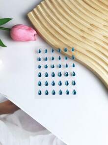 White Teardrop-Shaped Shiny Drill Bit Stickers, Teardrop Flat-Bottomed Diamonds, Sparkling Water Diamonds, Facial Micro-Light Glitter Temporary Tattoo Stickers, White, Blue And Red Crystal Diamond Teardrop-Shaped Stickers, Self-Adhesive, Eye And Face Decoration - Multicolor - View 9
