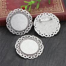 2 buah Pin Bros Ukuran Dalam 25mm Cabochon Alas Kosong Bezel Tray Aksesoris Pembuatan Perhiasan DIY - Alas bros - View 6