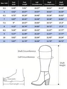 Women's Western Style Chunky Heel Boots,Knee High Boots Pointed Toe Tall Boots V-Calf Boots Fashionable And Versatile - Màu nâu Sô-cô-la - Xem 8