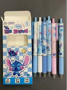 6pcs/Set Cartoon Lilo & Stitch Ballpoint Pens, Writing Tools, Stationery, Office Supplies, Holiday Gifts, Suitable For Gifting