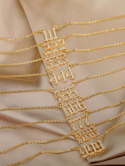 1 Pc Angel Number Necklaces For Women Men Lucky Numbers 111 222 333 444 555 777 888 999 111 Zirconia Pendant Necklace Birthday Party Jewelry Gifts