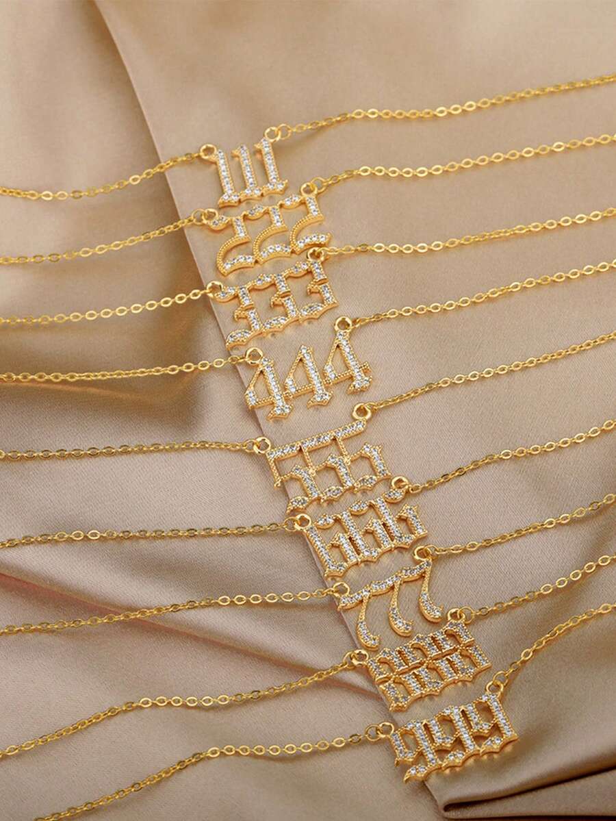 1 Pc Angel Number Necklaces For Women Men Lucky Numbers 111 222 333 444 555 777 888 999 111 Zirconia Pendant Necklace Birthday Party Jewelry Gifts