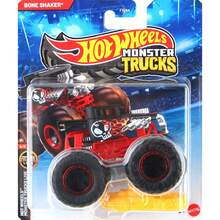 Hot Wheels 怪兽卡车玩具，鲨鱼恐龙狂暴龙，1:64 比例压铸车辆收藏玩具卡车，带巨型车轮，2026 版儿童及收藏家玩具车，合金野性大脚怪惯性男孩越野攀爬沙滩玩具车 1 件
