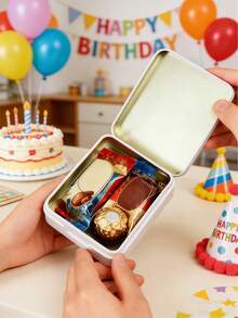 1pc Personalized Custom Rectangular Tin Box, Photo Custom Gift Box, Suitable For Gift Storage Box, Candy Storage Box, Small Storage Box, Candy Packaging Box, Custom Wedding Candy Tin, Wedding Candy Box, Personalized Gift Box Customization - Multicolor - View 6