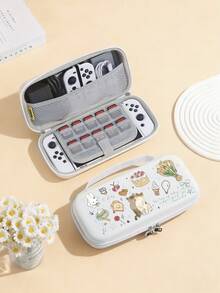 Cat Cake, Cherry, Tulip Pattern Game Console Carrying Case With Strap, Suitable For Switch/Switch OLED/Switch Lite/New Switch 2 (2025), Built-In Stand, 10 Game Card Slots, Portable Travel Bag, Anti-Drop And Shock-Proof | Game Card And Accessory Storage Bag - Multicolor - View 18