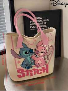 Stitch Canvas Bag, Cute Cartoon Print, Multifunctional Square 3D Canvas Tote Bag, Handbag, Large Capacity Cosmetic Storage Bag, Can Hold Lipstick, Makeup Brushes, Skincare, Phone, Coins, Small Items, Suitable For Home, Gifts, Vacation, Holidays (Halloween, Christmas, Etc.), Multipurpose - Multicolor - View 1
