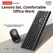 Lenovo KN301 Wireless Keyboard and Mouse 2.4G Combo, Matte Texture, All-in-One Desktop Computer, Universal for Office and Business Use - 黑色 - 查看 1